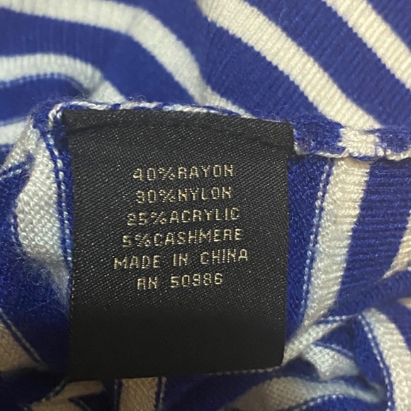 Jeanne Pierre cashmere blend nautical stripes boatneck sweater. Sz. L - Picture 13 of 14